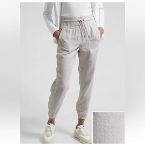 ATHLETA Cabo Linen Jogger Micro Cheetah Abalone Grey White Style #988237 Size 6